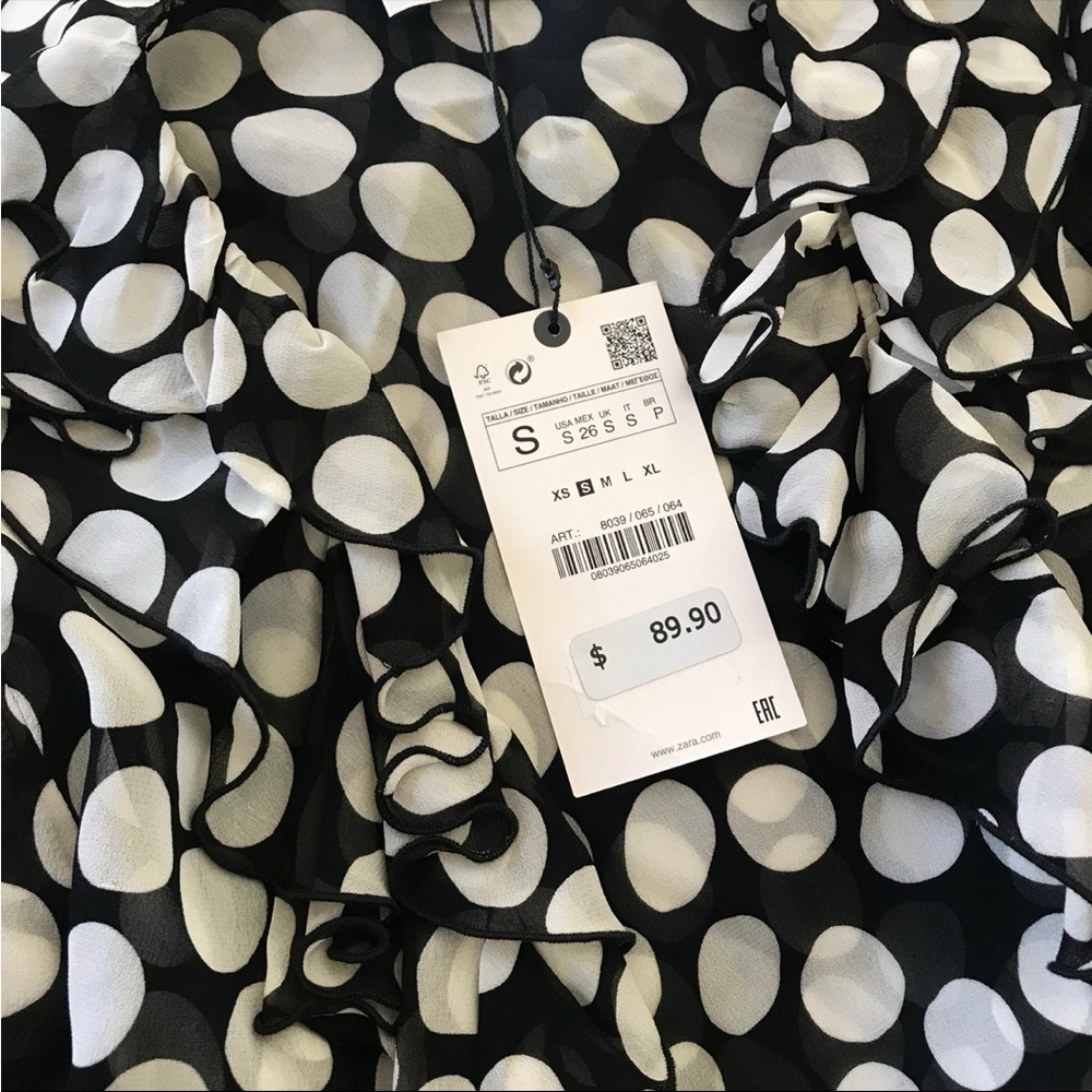 Zara Ruffled Polka Dot Blouse Dress - Small - Picture 10 of 12